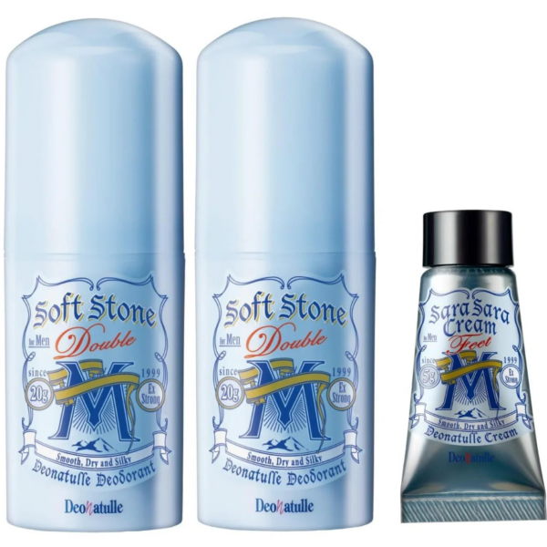 Deonature Men's Soft Stone W, 2 Packs, Mint Scent, ideal for daily underarm care