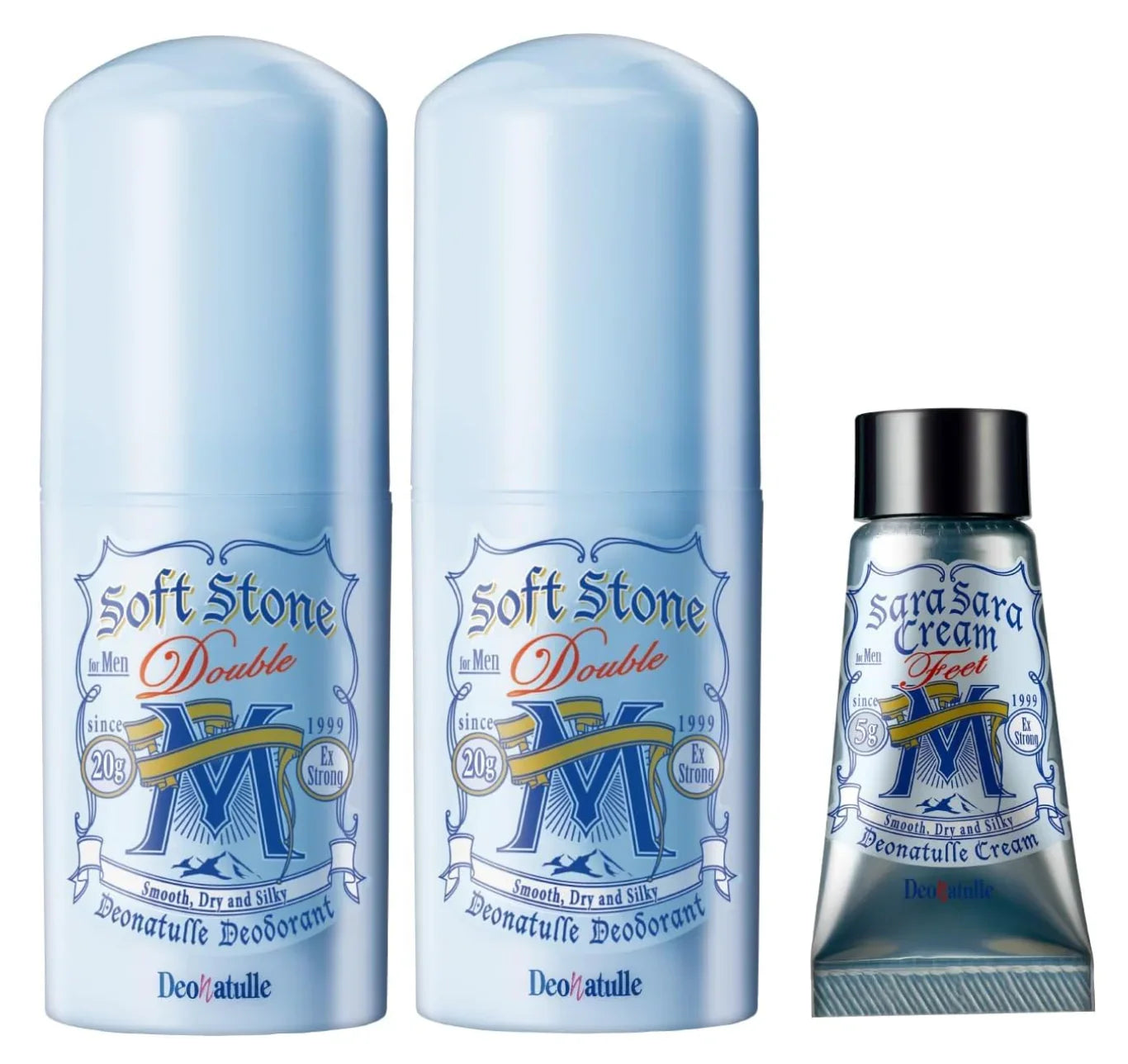 Deonature Men's Soft Stone W, 2 Packs, Mint Scent, ideal for daily underarm care