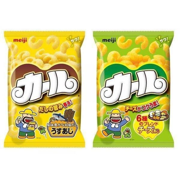 Meiji Karl Corn Puff Snack Cheese And Light Salt Flavors Pack Of 2 Bags, airy corn puffs, ideal for sharing