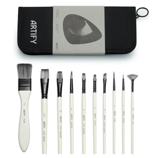 Artify Paint Brush Set of 10, Synthetic Nylon, ideal for fine details and smooth artistic strokes