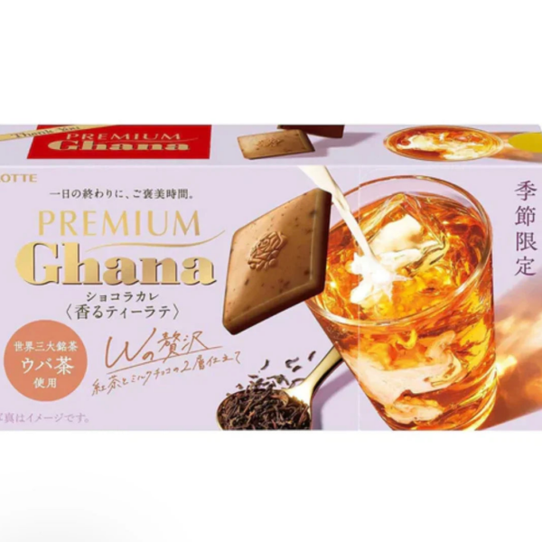 Lotte Premium Ghana Chocolate Tea Latte, 65g, Smooth Cocoa, ideal for daily snacks