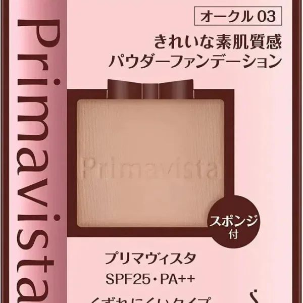 Kao Sofina Primavista Long Keep UV Powder Foundation Ocher 03 SPF25 PA++ 9g, lightweight coverage, ideal for daily makeup
