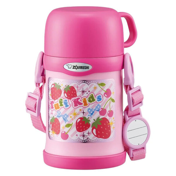 Zojirushi Cool Kids 450ml Pink Stainless Steel Sports Bottle with 2 - Way Straw & Cup
