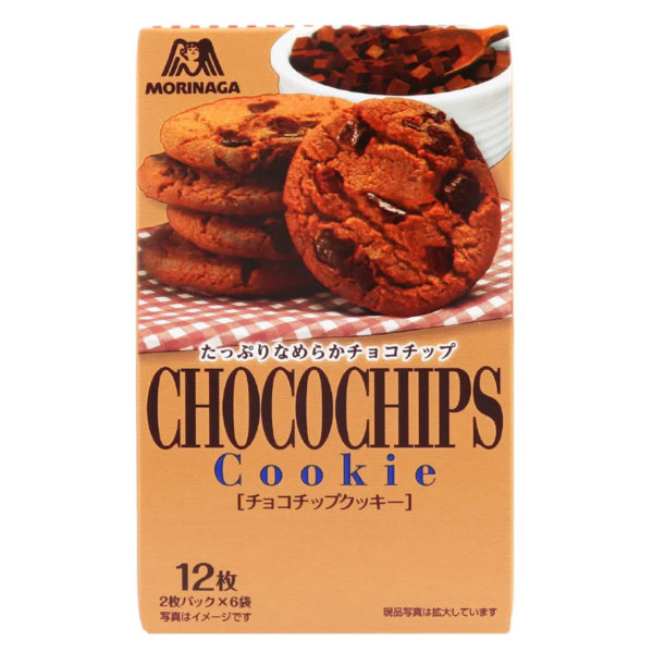 Morinaga Chocolate Chip Cookies, 12 Cookies x 5 Boxes, Crispy Cocoa Texture, ideal for family tea time.