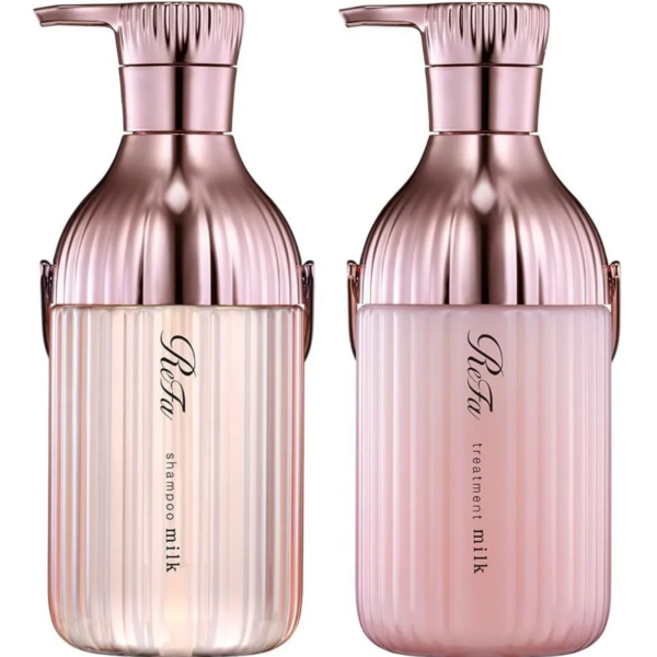 ReFa Milk Protein Pink Shampoo & Treatment Set, 500ml/500g, natural protein formula, ideal for frizzy hair care