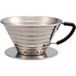 Kalita Wave 185 Coffee Dripper Stainless Steel, flat bottom design, ideal for pour-over coffee