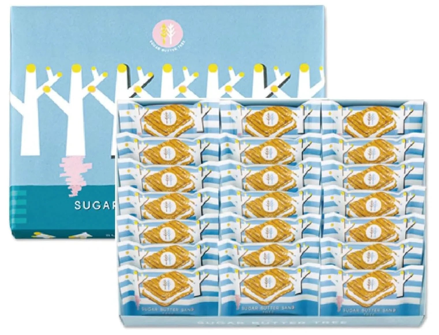 380a9d66-cookies-sugar-butter-tree-signature-sandwich-cookies-01-yoyojapanstore Sugar Butter Tree Signature Sandwich Cookies, 21 Pieces, crispy butter layers with chocolate filling, ideal for tea time.