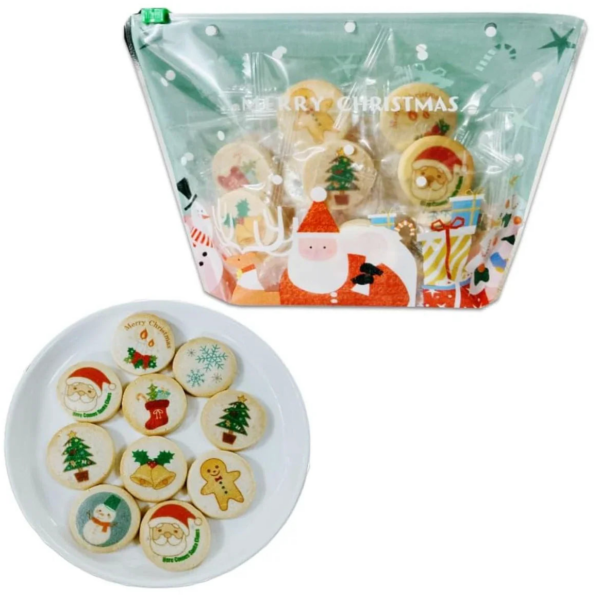 Arikataya Christmas Mini Printed Cookies, 30 Pieces, festive designs, ideal for holiday snacking.