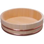 Umezawa Sawara Cypress Hangiri Wooden Sushi Oke Bowl 36cm, natural wood, ideal for sushi rice