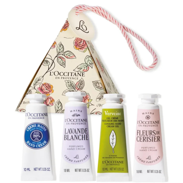 L'Occitane Cadeau Anne Fleur 4 Pieces, 10ml tubes, floral gift box, ideal for daily hand care