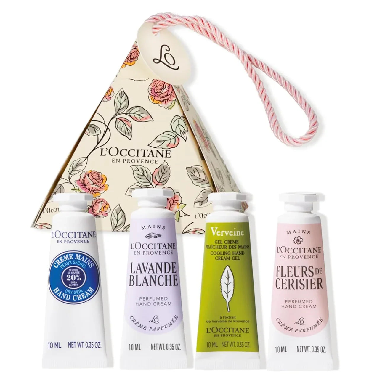 L'Occitane Cadeau Anne Fleur 4 Pieces, 10ml tubes, floral gift box, ideal for daily hand care