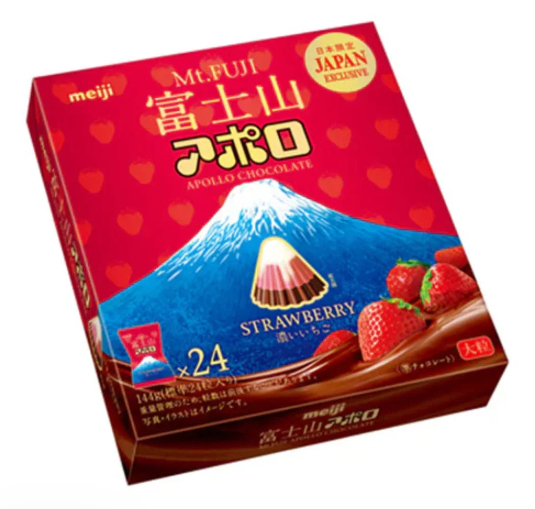 48721972-chocolate-meiji-mt-fuji-apollo-chocolate-strawberry-01-yoyojapanstore Meiji Mt. Fuji Apollo Chocolate Strawberry, 144g, Strawberry Layered Chocolate, ideal for Daily Snacking