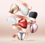 Close-up of ReFa HEART BRUSH Rose Gold, flexible bristles, featuring gentle brushing support