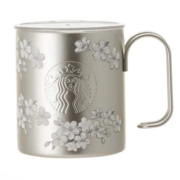 Starbucks Sakura 2026 Stainless Steel Mug With Lid, 355ml, Silver Finish, ideal for morning coffee