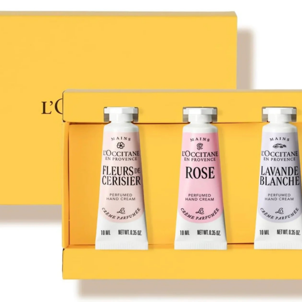 3-Piece L'Occitane Mini Hand Cream Trio, travel-sized, designed for soft and smooth skin