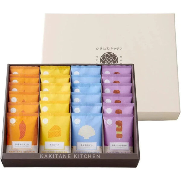 Kakitane Kitchen Kakinotane Rice Cracker 4 Flavors Assortment 240g, crispy Japanese snack, ideal for sharing
