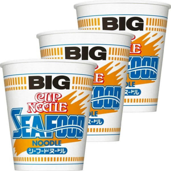 Nissin Instant Cup Noodles Seafood Flavor BIG, Pack of 3, rich seafood flavor, ideal for quick meals
