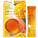 AGF Blendy Cafe Latory Sticks Rich Mango & Orange Tea, 7 sticks x 6 packs, tropical fruity flavor, ideal for daily tea time.