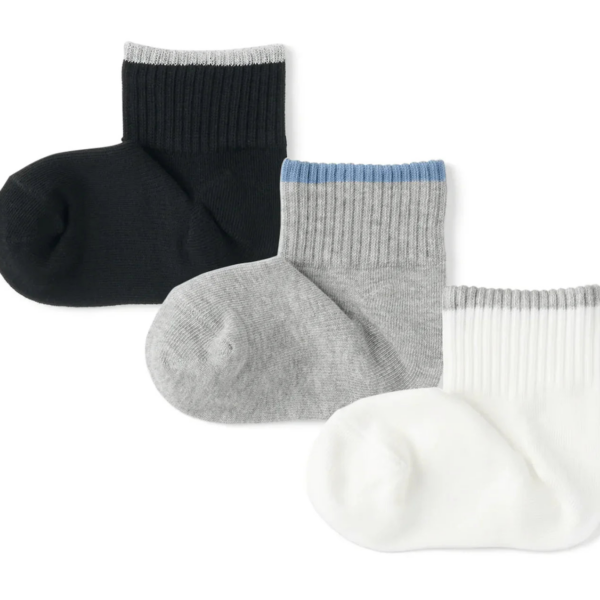 Muji Kids' short socks with right angles (patterned, set of 3, size 15 - 19cm)