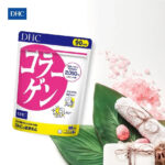 Close-up of DHC Collagen Supplement 90 Day Value Pack, 540 tablets, featuring hydrolyzed peptides for absorption
