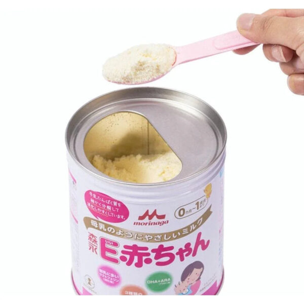 800g Morinaga E-Akachan Infant Formula, featuring lactoferrin and oligosaccharides, designed for infants 0-12 months