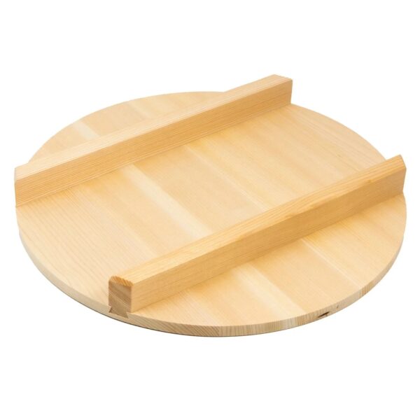 Miyabi Urushi Kogei Sawara Wooden Lid, 48cm, straight-grain pattern, ideal for hangiri rice tub