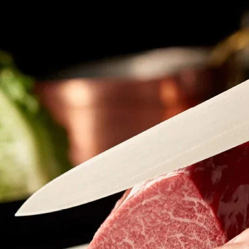 270mm Kiya Carbon Steel Sujihiki Japanese Carving Knife, precision-crafted blade, designed for home chefs.