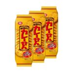 Kameda Karesen Curry Senbei Rice Crackers Pack of 3, full pack view, ideal for Japanese snacking
