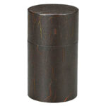 Isuke Wooden Tea Caddy Lacquered Washi Paper Canister 150g, featuring handcrafted wood and lacquer finish, ideal for tea storage.
