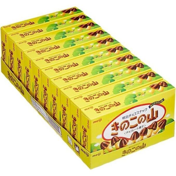 Meiji Kinoko No Yama Mushroom Shaped Chocolate Biscuit, Pack of 10, cute mushroom design, ideal for fun snacking