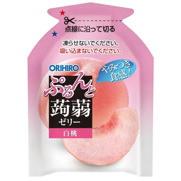 120g Orihiro Peach Konjac Jelly, portable pouch with spout cap, designed for convenient snacking