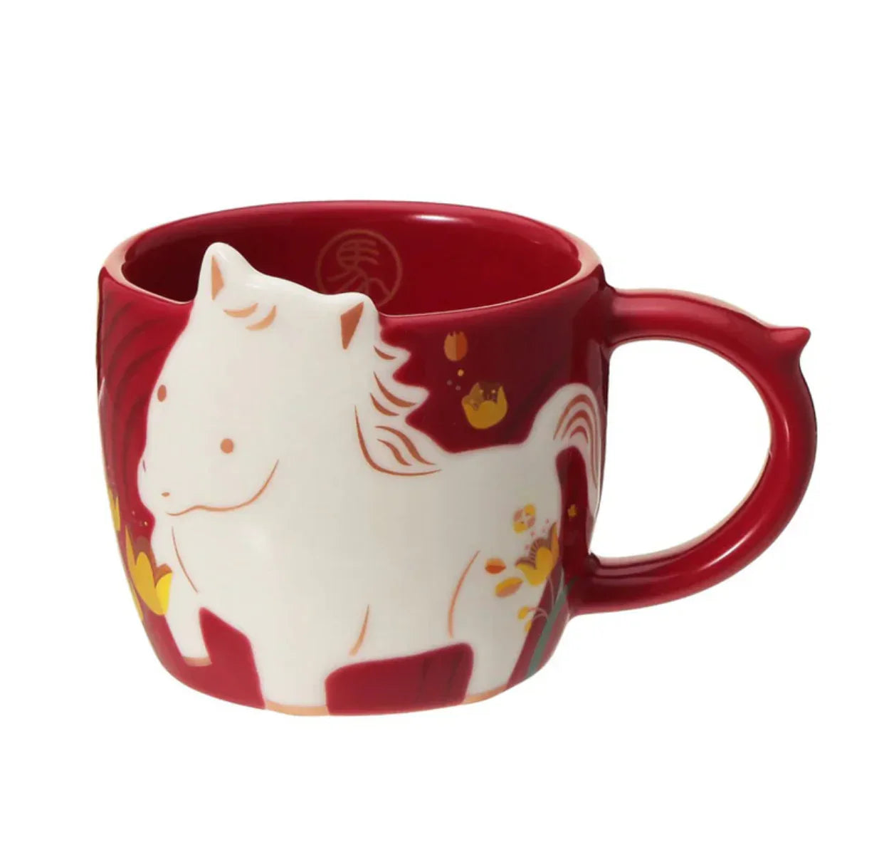 Starbucks New Year 2025 Mini Horse Zodiac Mug, 89ml, red ceramic, ideal for espresso shots.