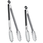 Hotec Tongs, Stainless Steel, Kitchen Tongs, Set of 2, 9 and 12 inch, heat resistant, ideal for grilling meat