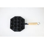 Iwachu Cast Iron Induction Takoyaki Frying Pan 14-Ball Capacity, 20cm, ideal for making Japanese-style takoyaki at home.
