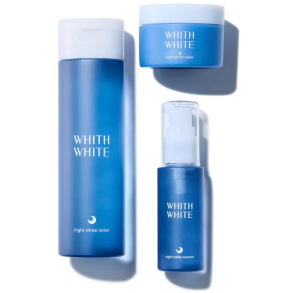 WHITH WHITE Fis White Whitening Lotion, Serum, Cream, Night Care Set, 3 pieces, ideal for evening brightening routines.