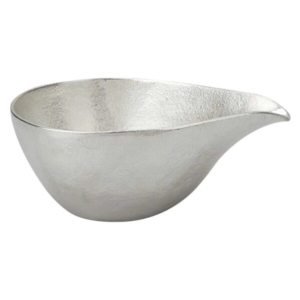 Nousaku Tinware Katakuchi Lipped Sake Server 280ml - Silver - YOYO JAPAN