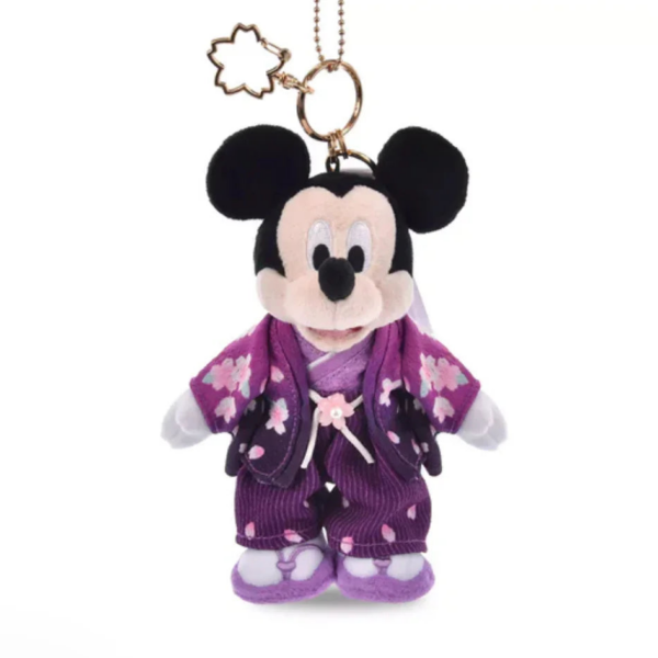 Disney Mickey Plush Keychain Kimono Sakura Collection 2026, 24cm, Cherry Blossom Design, ideal for Bag Decoration