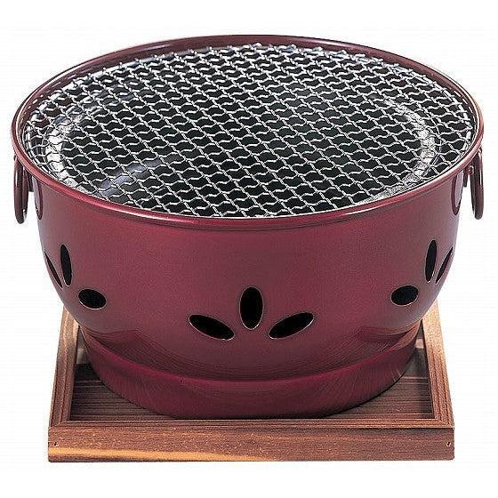 Ikenaga Shichirin Round Charcoal Grill, 26cm, Cast-Iron Body, ideal for Outdoor BBQ
