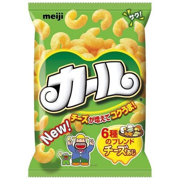 Pack Of 2 Bags Meiji Karl Corn Puff Snack, cheese and light salt flavors, designed for snack lovers