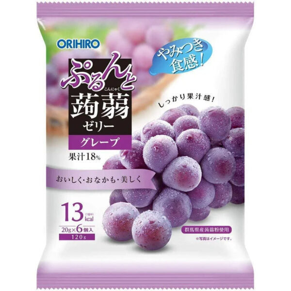 Orihiro Konjac Jelly Snack Grape Flavor 120g (Pack of 6) - YOYO JAPAN