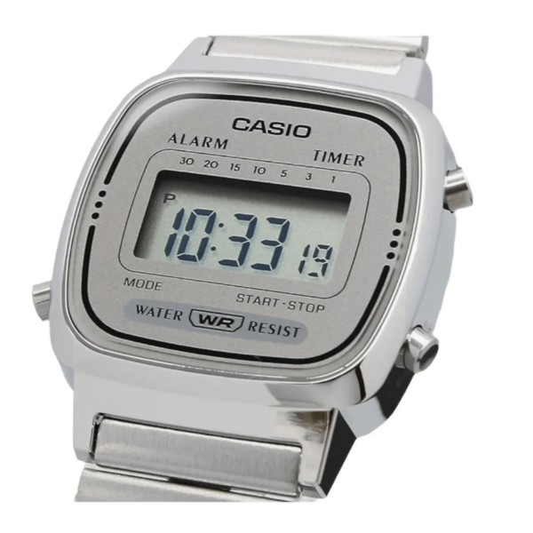 Casio LA670 Series Women's Digital Wristwatch, Silver x Gray LA670WA - 7DF
