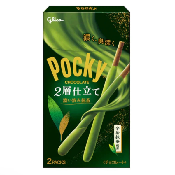 Glico Pocky: Double Layer Rich Matcha, Set of 3, crisp biscuit sticks, ideal for tea-time snacking
