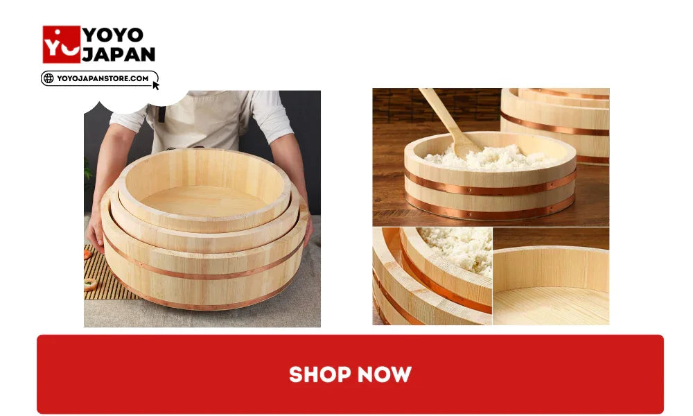 Tachibana Sushi Oke Wooden Hangiri Bowl with Lid 36cm