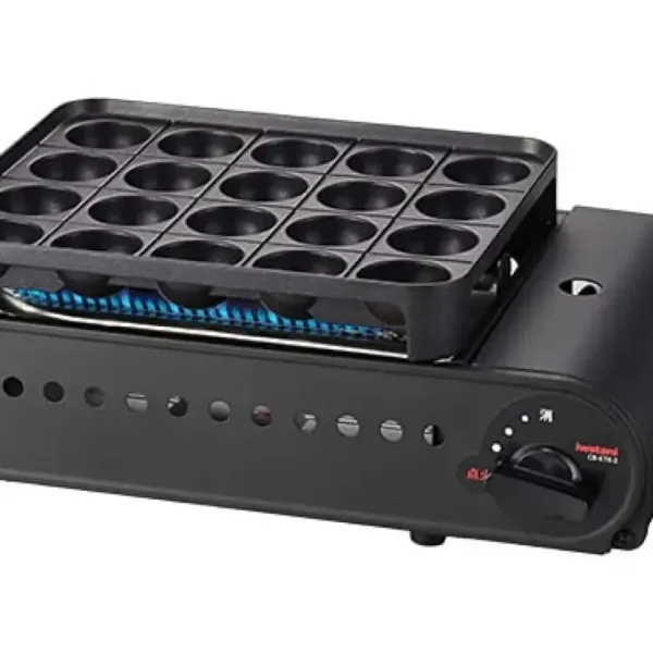 Iwatani Japan Cassette Gas Takoyaki Maker Flame Octopus II CB-ETK-2, 16 holes, non-stick plate, ideal for takoyaki parties