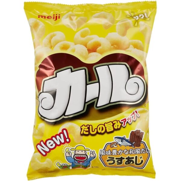 Meiji Karl Light Salt Curls Corn Puff Snack 68g, airy corn curls ideal for everyday snacking