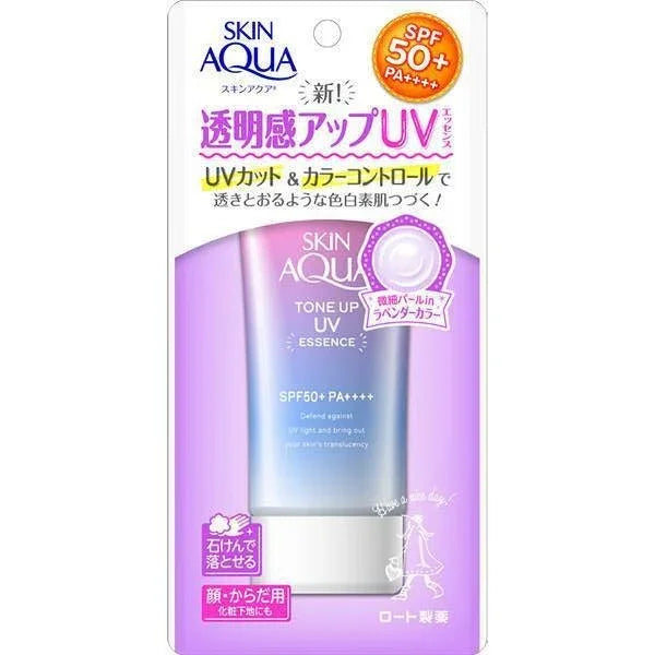 Rohto Skin Aqua Tone Up UV Essence SPF50+ PA++++ 80g - YOYO JAPAN