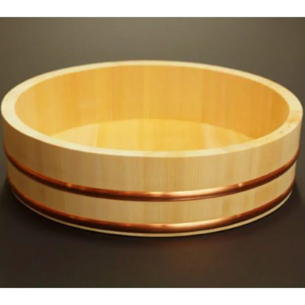 Umezawa Sawara Cypress Hangiri 36cm, wooden sushi oke bowl, ideal for mixing sushi rice
