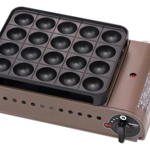 Iwatani Cassette Gas Takoyaki Maker Japan Super Flame Octopus (Entako) Cb-Etk-1, 16 holes, non-stick plate, ideal for takoyaki cooking