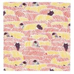 Musubi Furoshiki 70Cm Kata Kohare Cat & Bird Pink Made In Japan 21414-213 - YOYO JAPAN