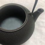 Close-up of Iwachu Tetsubin kettle pattern and spout design